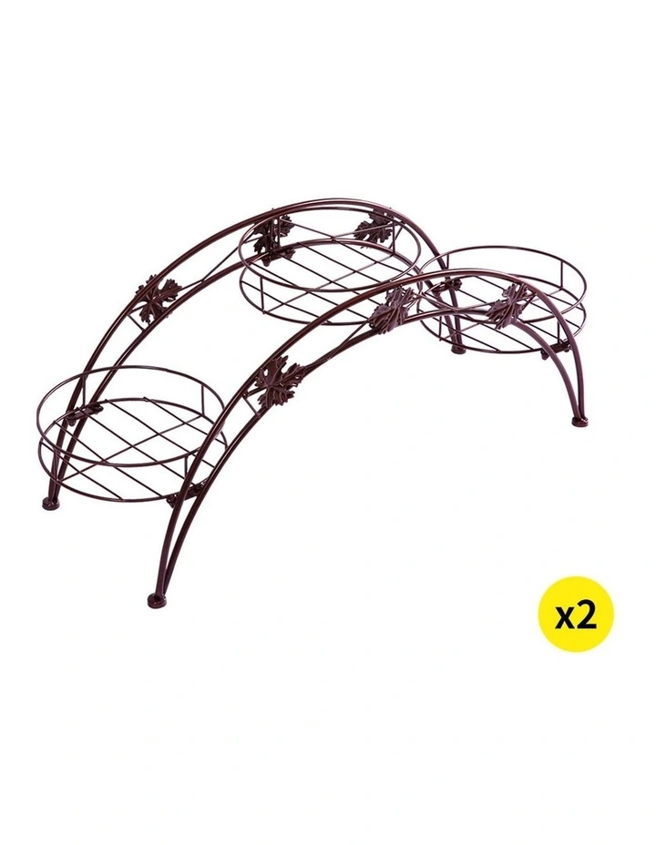 2X Plant Stand Outdoor Indoor Metal Flower Pot Shelf Garden Corner Shelve Bronze image 1