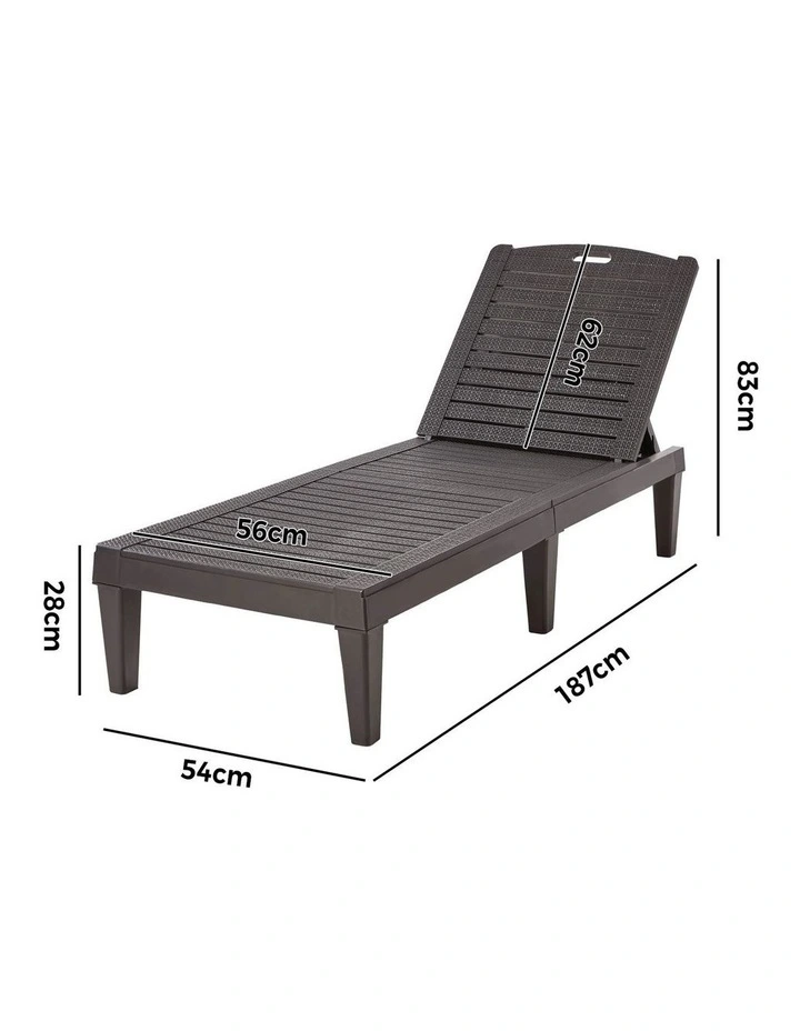 Livsip Sun Lounge Adjustable Outdoor Lounger Beach Chair Brown image 3