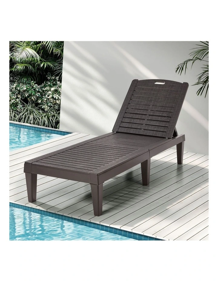 Livsip Sun Lounge Adjustable Outdoor Lounger Beach Chair Brown image 4
