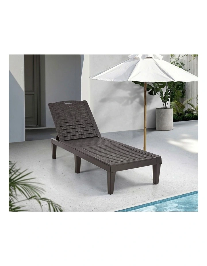Livsip Sun Lounge Adjustable Outdoor Lounger Beach Chair Brown image 5
