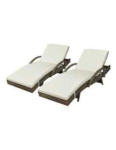 Livsip 2PCS Sun Lounge Outdoor Wicker Lounger Setting Grey
