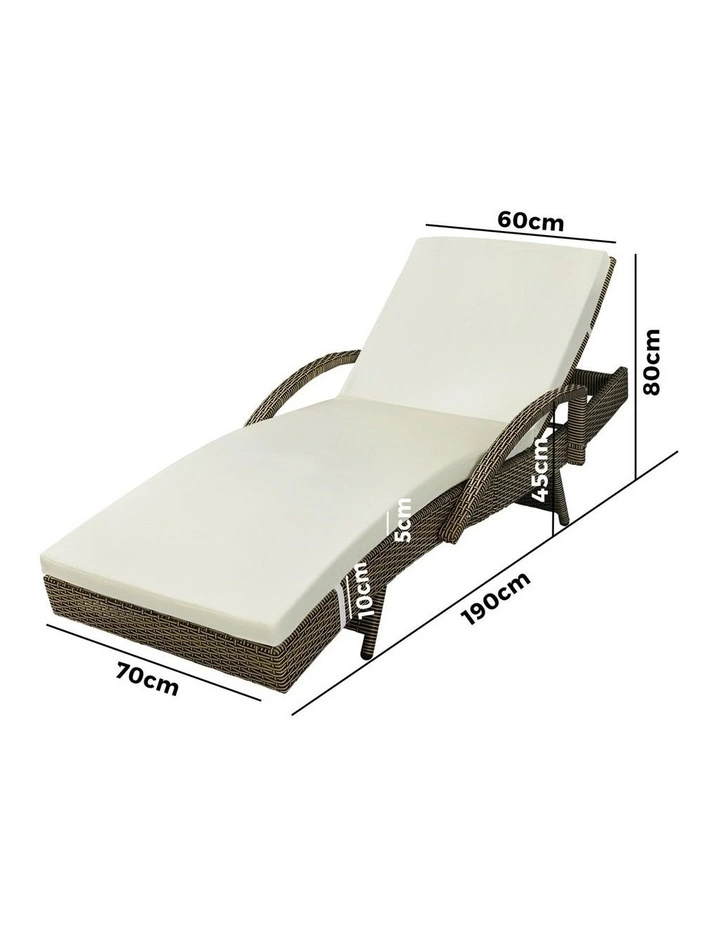 Livsip 2PCS Sun Lounge Outdoor Wicker Lounger Setting Grey image 2