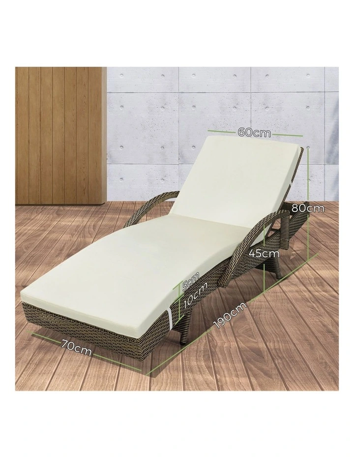 Livsip 2PCS Sun Lounge Outdoor Wicker Lounger Setting Grey image 3