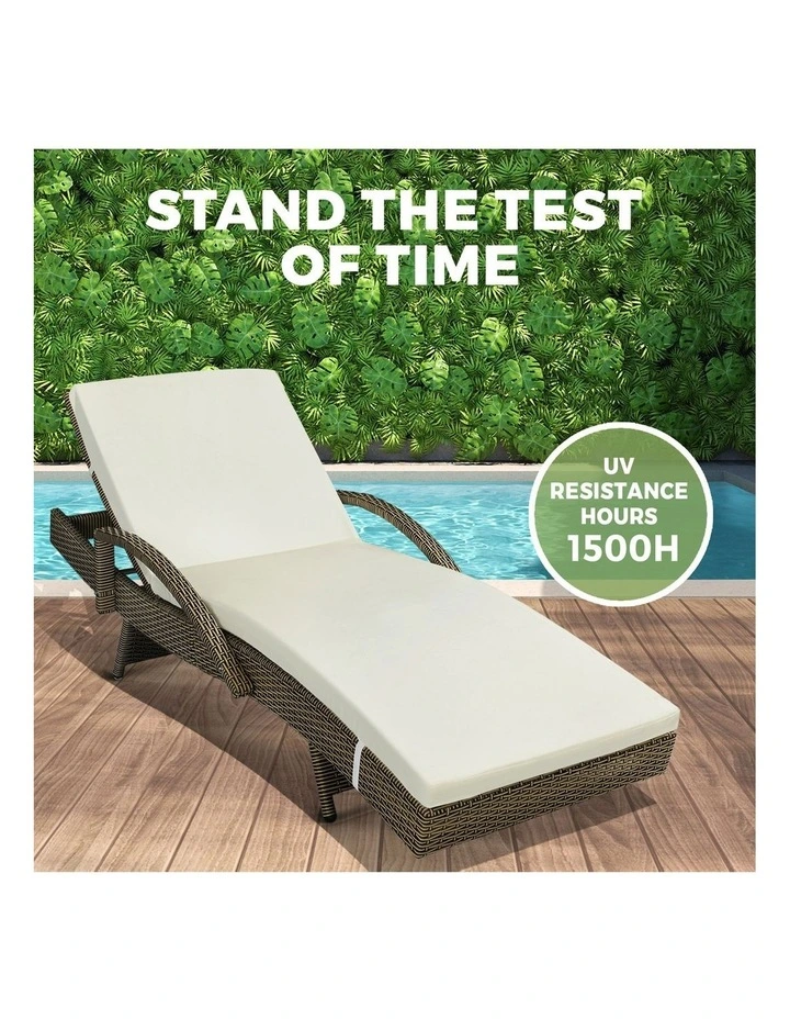 Livsip 2PCS Sun Lounge Outdoor Wicker Lounger Setting Grey image 7