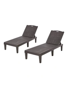 Livsip 2-Piece Outdoor Sun Lounger Chaise Lounge Chairs Brown