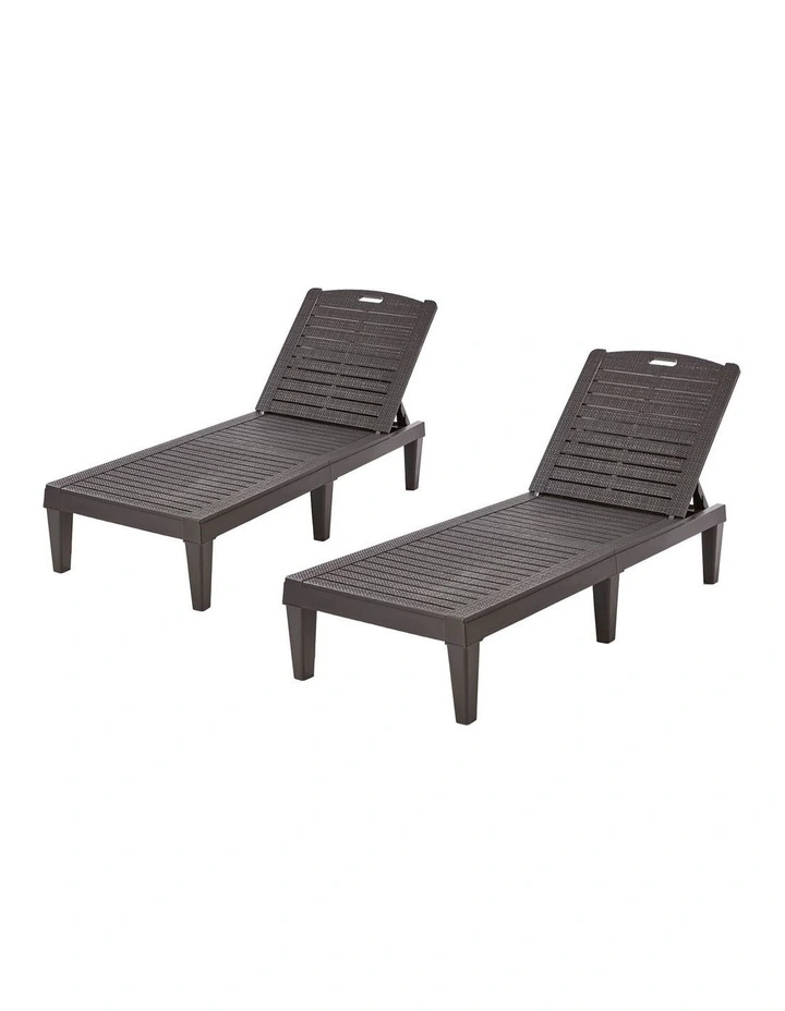 Livsip 2-Piece Outdoor Sun Lounger Chaise Lounge Chairs Brown image 1