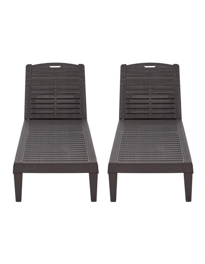 Livsip 2-Piece Outdoor Sun Lounger Chaise Lounge Chairs Brown image 2