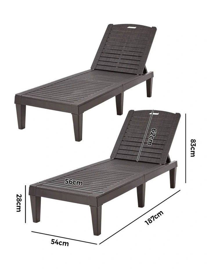 Livsip 2-Piece Outdoor Sun Lounger Chaise Lounge Chairs Brown image 3