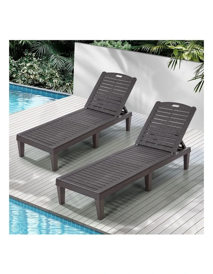 Livsip 2-Piece Outdoor Sun Lounger Chaise Lounge Chairs Brown image 4