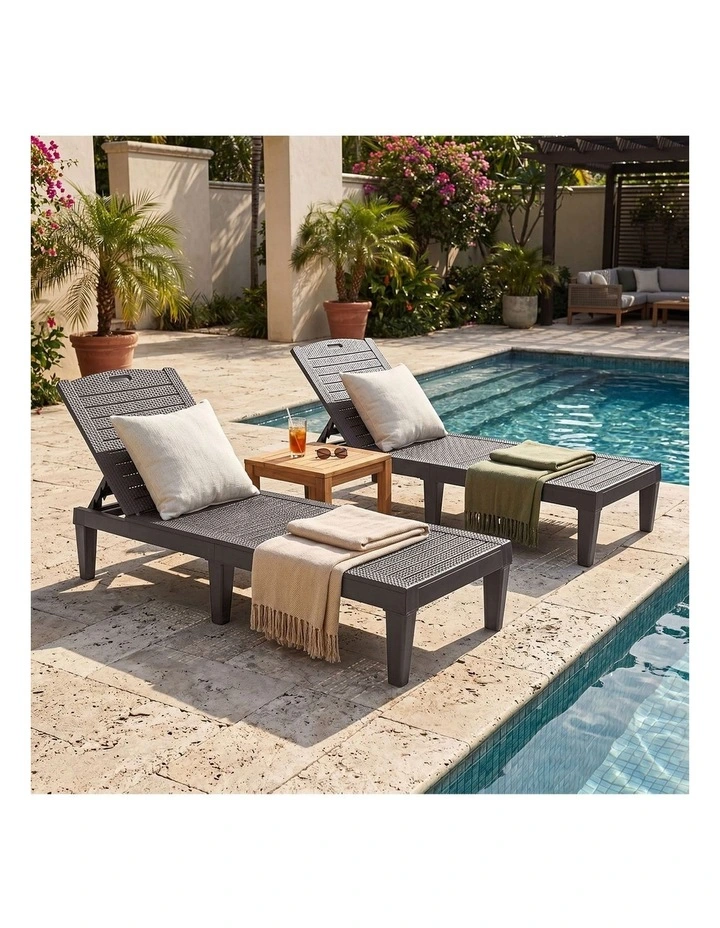 Livsip 2-Piece Outdoor Sun Lounger Chaise Lounge Chairs Brown image 5