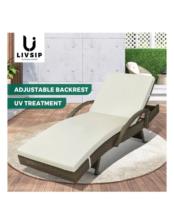 Livsip Sun Lounger Outdoor Wicker Sun Lounge Grey image 4