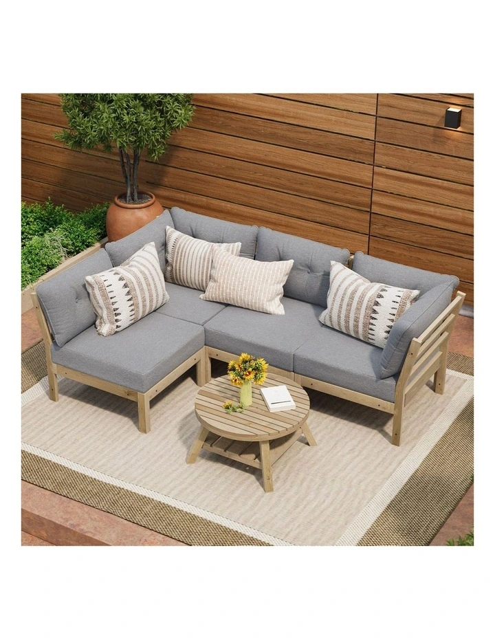 Livsip Outdoor Sofa Set 4 Seater Lounge Setting Grey image 4