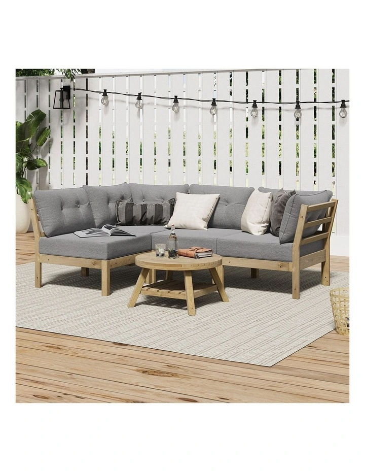 Livsip Outdoor Sofa Set 4 Seater Lounge Setting Grey image 5