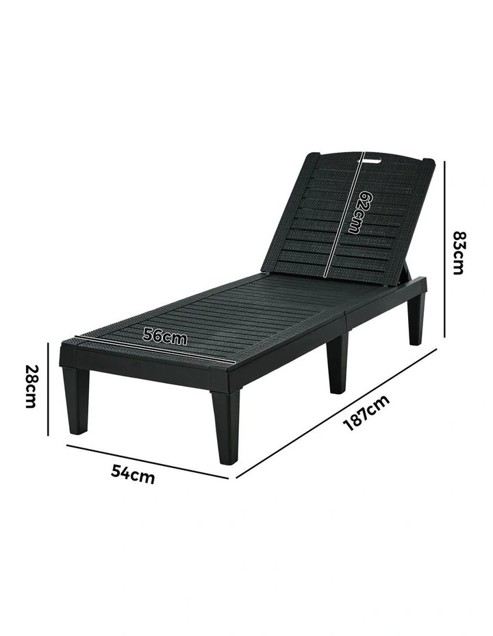 Livsip Sun Lounge Adjustable Outdoor Lounger Beach Chair Black image 3