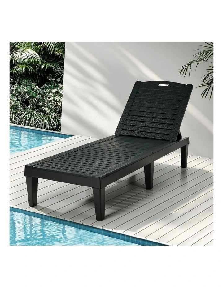 Livsip Sun Lounge Adjustable Outdoor Lounger Beach Chair Black image 4