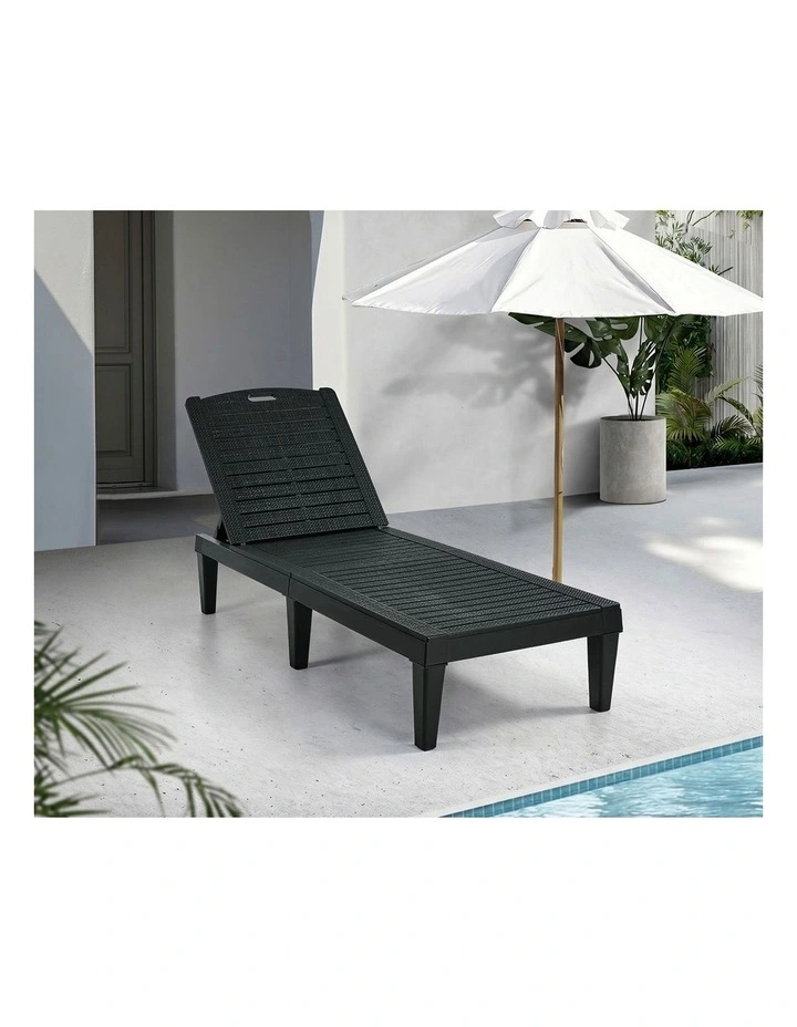 Livsip Sun Lounge Adjustable Outdoor Lounger Beach Chair Black image 5