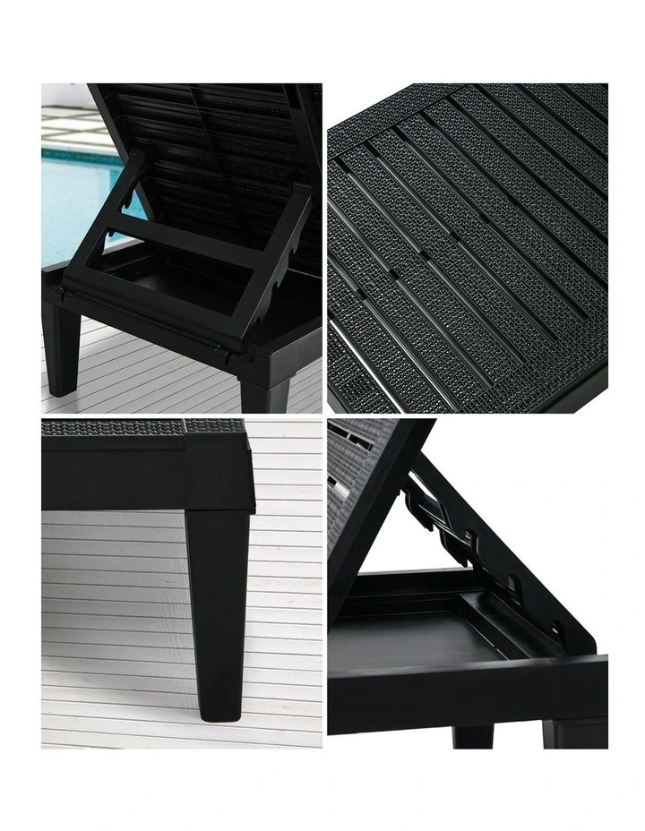 Livsip Sun Lounge Adjustable Outdoor Lounger Beach Chair Black image 7