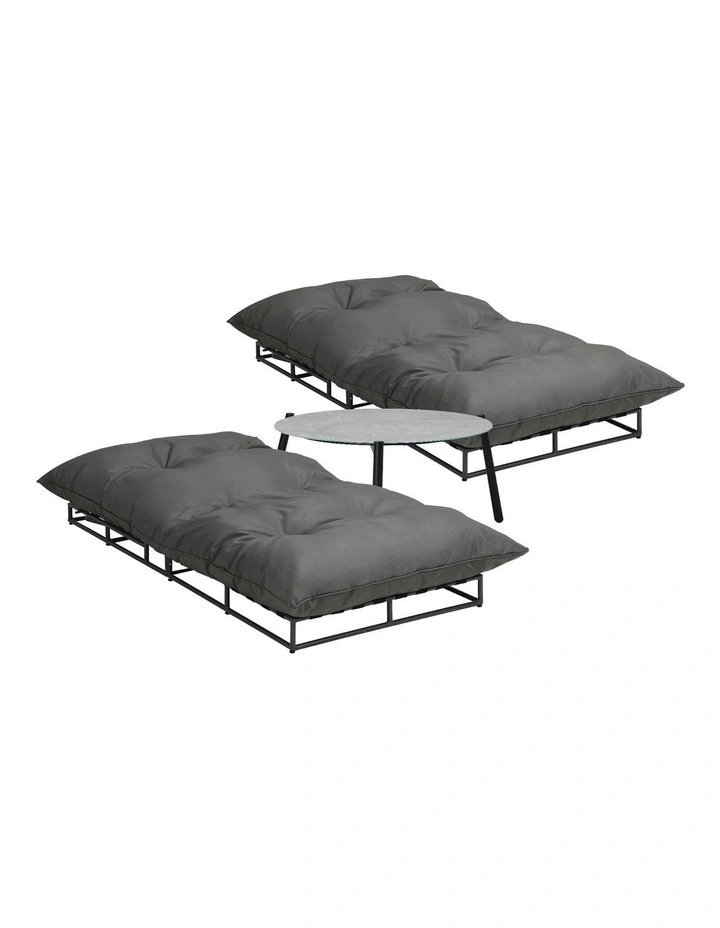 Livsip 2PCS Sun Lounger with Table Day Bed Outdoor Lounger Setting Grey image 5