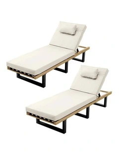 Livsip 2PCS Sun Lounge Outdoor Lounger Setting Beige