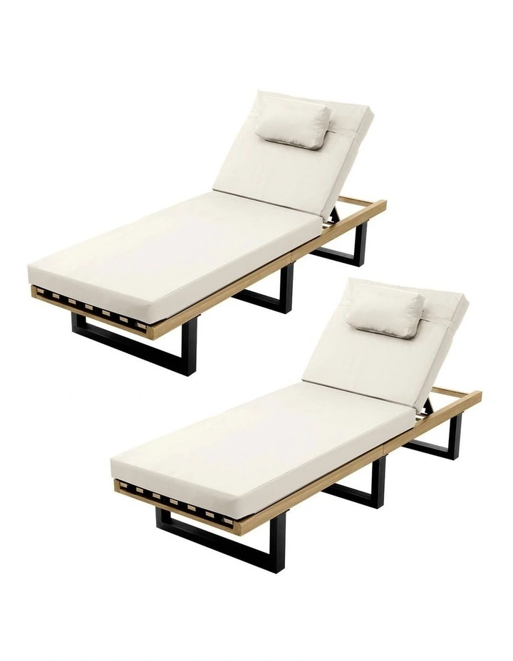 Livsip 2PCS Sun Lounge Outdoor Lounger Setting Beige image 1