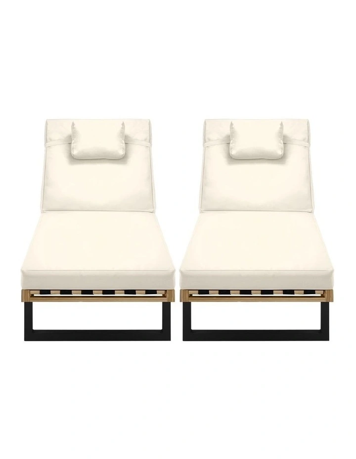 Livsip 2PCS Sun Lounge Outdoor Lounger Setting Beige image 2