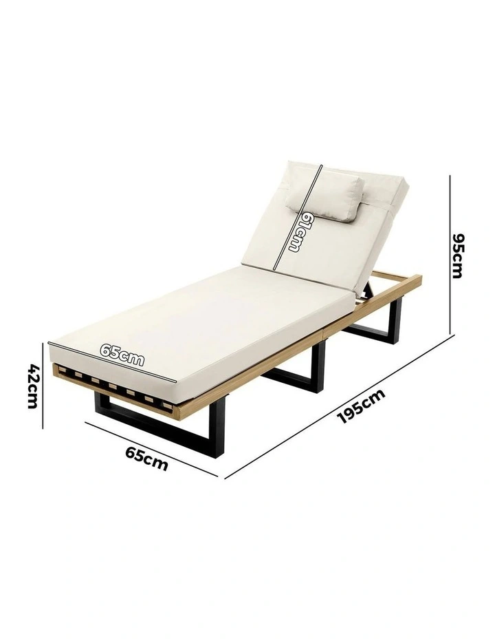 Livsip 2PCS Sun Lounge Outdoor Lounger Setting Beige image 3