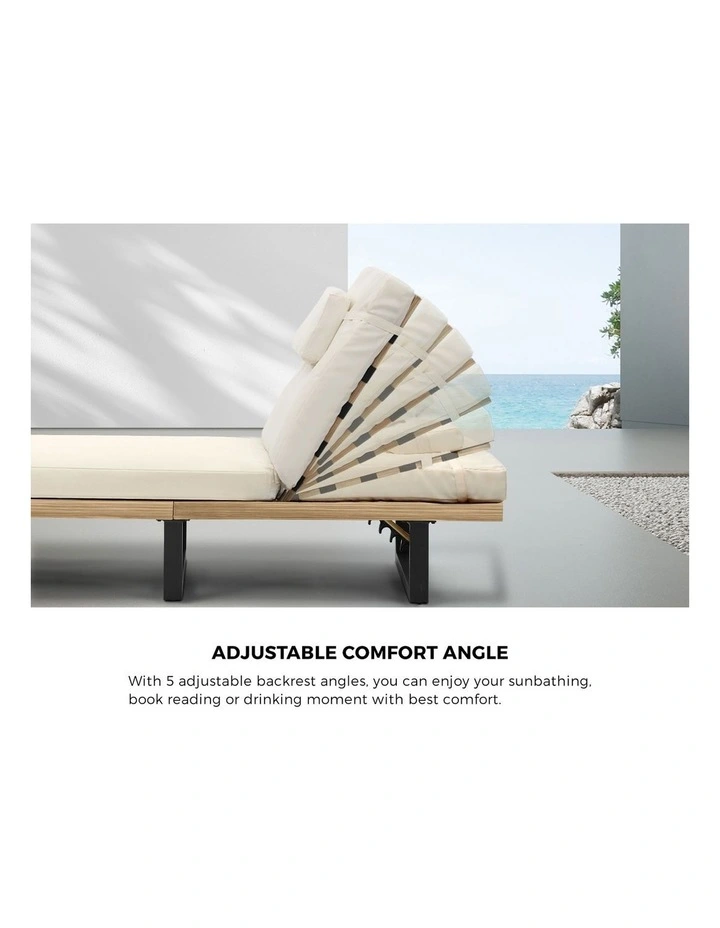 Livsip 2PCS Sun Lounge Outdoor Lounger Setting Beige image 6