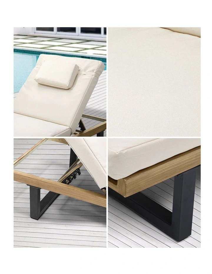Livsip 2PCS Sun Lounge Outdoor Lounger Setting Beige image 7