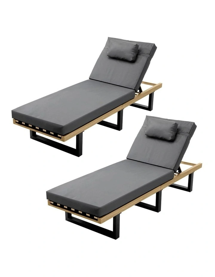 Livsip 2PCS Sun Lounge Outdoor Lounger Setting Grey image 1