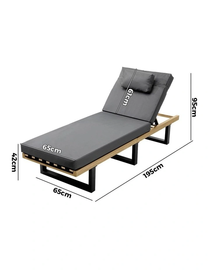 Livsip 2PCS Sun Lounge Outdoor Lounger Setting Grey image 3