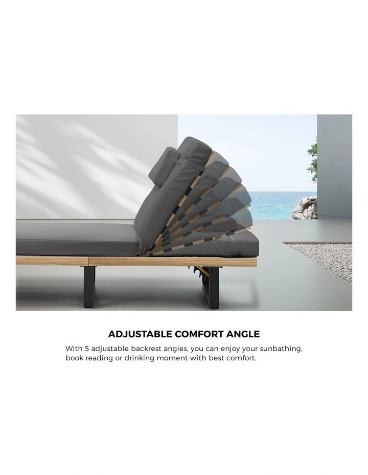Livsip 2PCS Sun Lounge Outdoor Lounger Setting Grey image 6