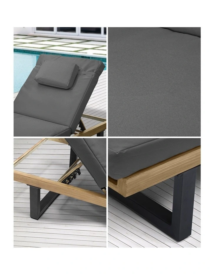 Livsip 2PCS Sun Lounge Outdoor Lounger Setting Grey image 7