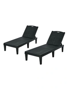 Livsip 2-Piece Outdoor Sun Lounger Chaise Lounge Chairs Black