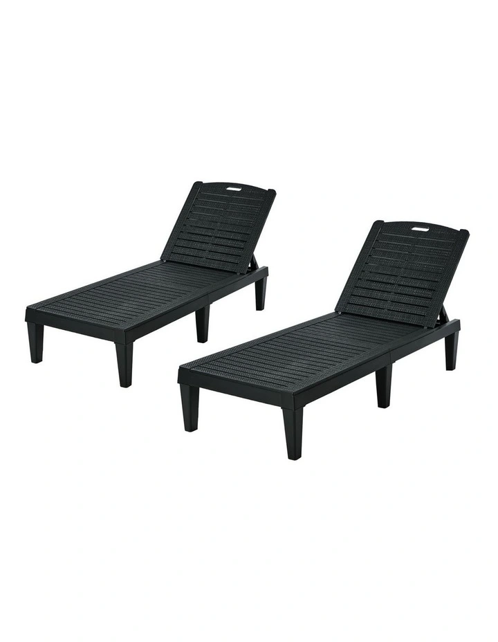 Livsip 2-Piece Outdoor Sun Lounger Chaise Lounge Chairs Black image 1