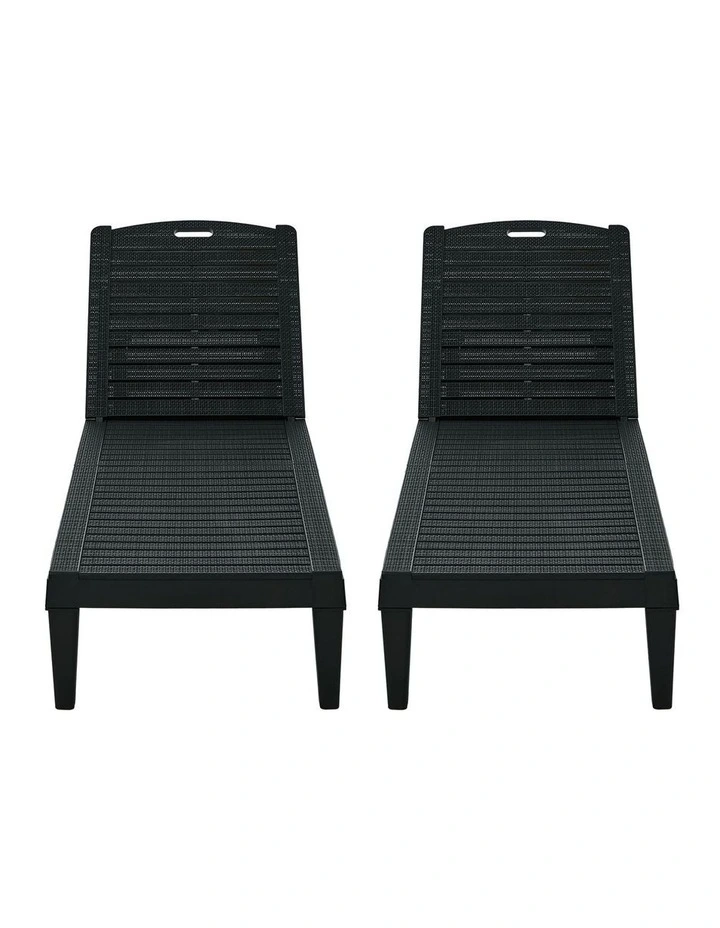 Livsip 2-Piece Outdoor Sun Lounger Chaise Lounge Chairs Black image 2