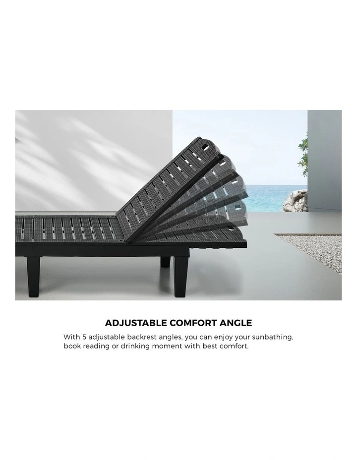 Livsip 2-Piece Outdoor Sun Lounger Chaise Lounge Chairs Black image 6