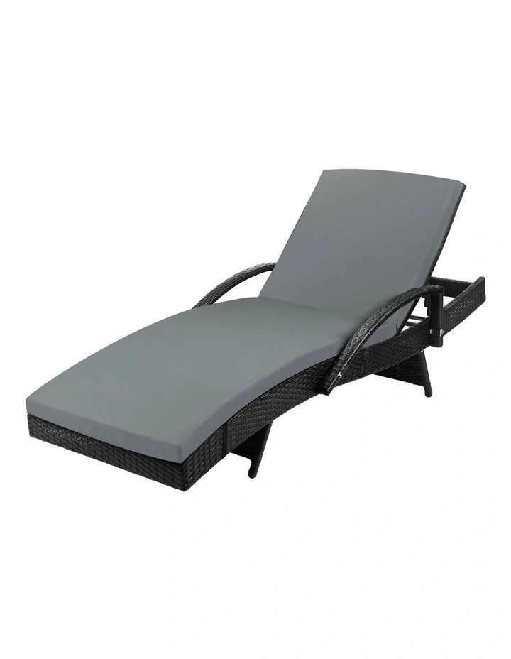 Livsip Sun Lounger Outdoor Wicker Sun Lounge Black image 1