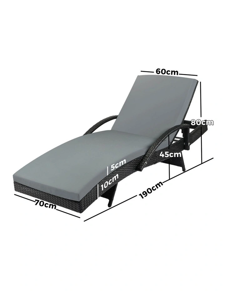 Livsip Sun Lounger Outdoor Wicker Sun Lounge Black image 2