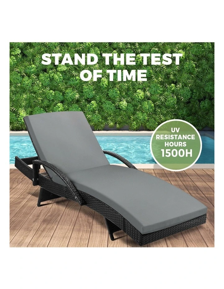 Livsip Sun Lounger Outdoor Wicker Sun Lounge Black image 7