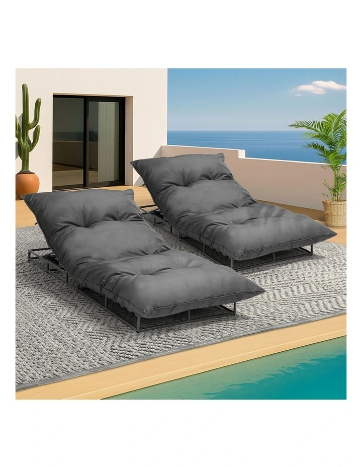 Livsip 2X Outdoor Sun Lounger Day Bed Garden Patio Furniture Setting image 5