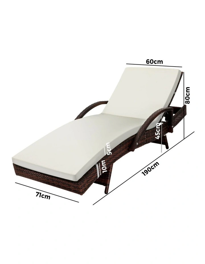 Livsip Sun Lounger Outdoor Wicker Sun Lounge Brown image 2