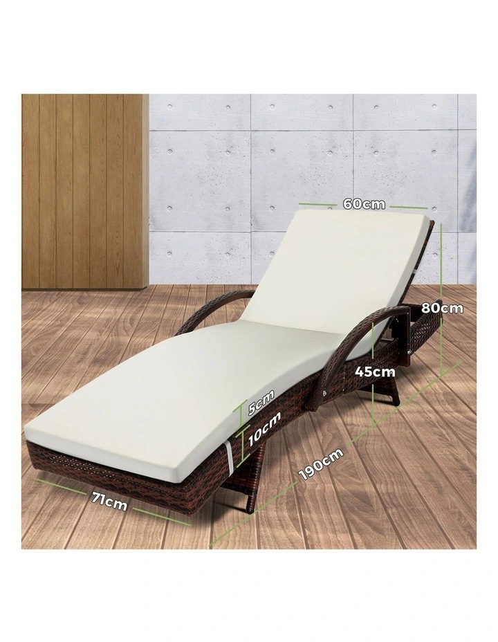 Livsip Sun Lounger Outdoor Wicker Sun Lounge Brown image 3