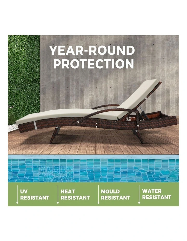 Livsip Sun Lounger Outdoor Wicker Sun Lounge Brown image 6