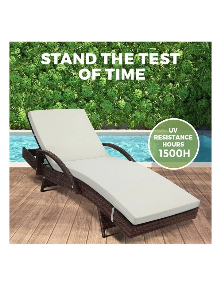 Livsip 2PCS Sun Lounge Outdoor Wicker Lounger Setting Brown image 7