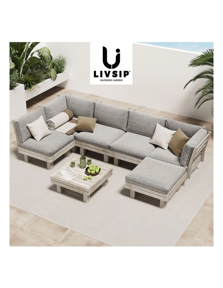 Livsip 7PCS Outdoor Modular Sofa Set Lounge Setting image 7