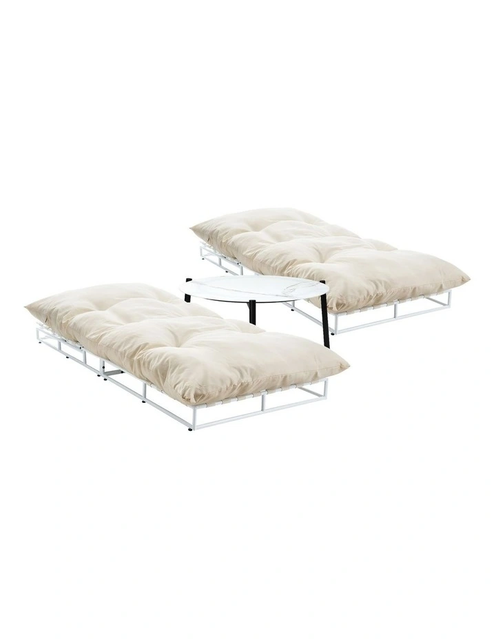 Livsip 2PCS Sun Lounger with Table Day Bed Outdoor Lounger Setting Beige image 5