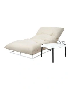 Livsip Outdoor Sun Lounge with Table Sofa Day Bed Lounge Setting Beige