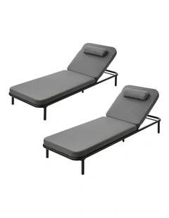 Livsip 2PCS Sun Lounge Outdoor Lounger Setting Grey
