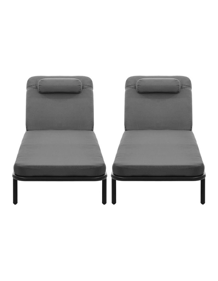 Livsip 2PCS Sun Lounge Outdoor Lounger Setting Grey image 2
