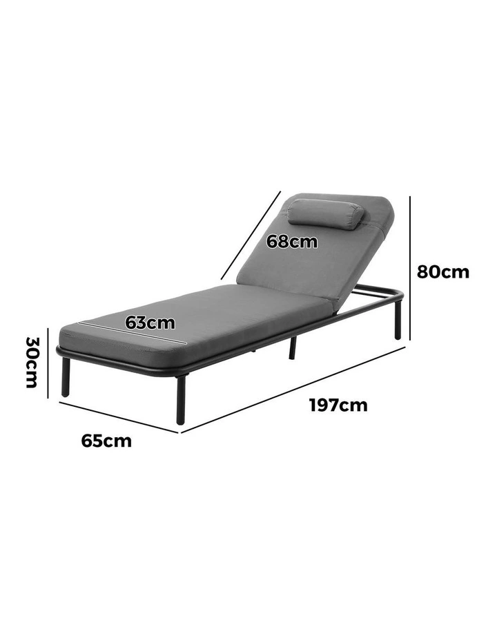 Livsip 2PCS Sun Lounge Outdoor Lounger Setting Grey image 3
